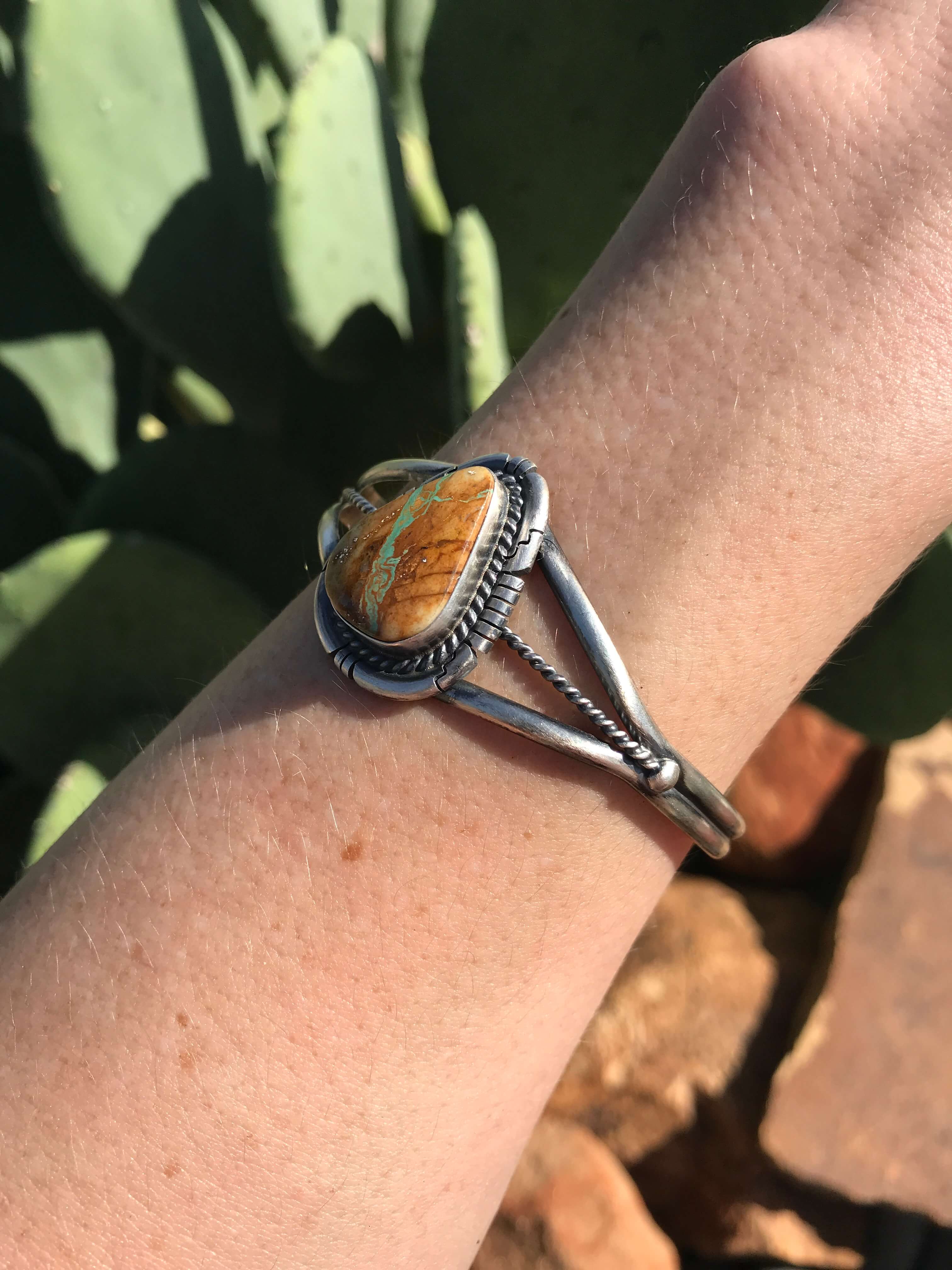 The Ladow Turquoise Cuff, 7-Bracelets & Cuffs-Calli Co., Turquoise and Silver Jewelry, Native American Handmade, Zuni Tribe, Navajo Tribe, Brock Texas