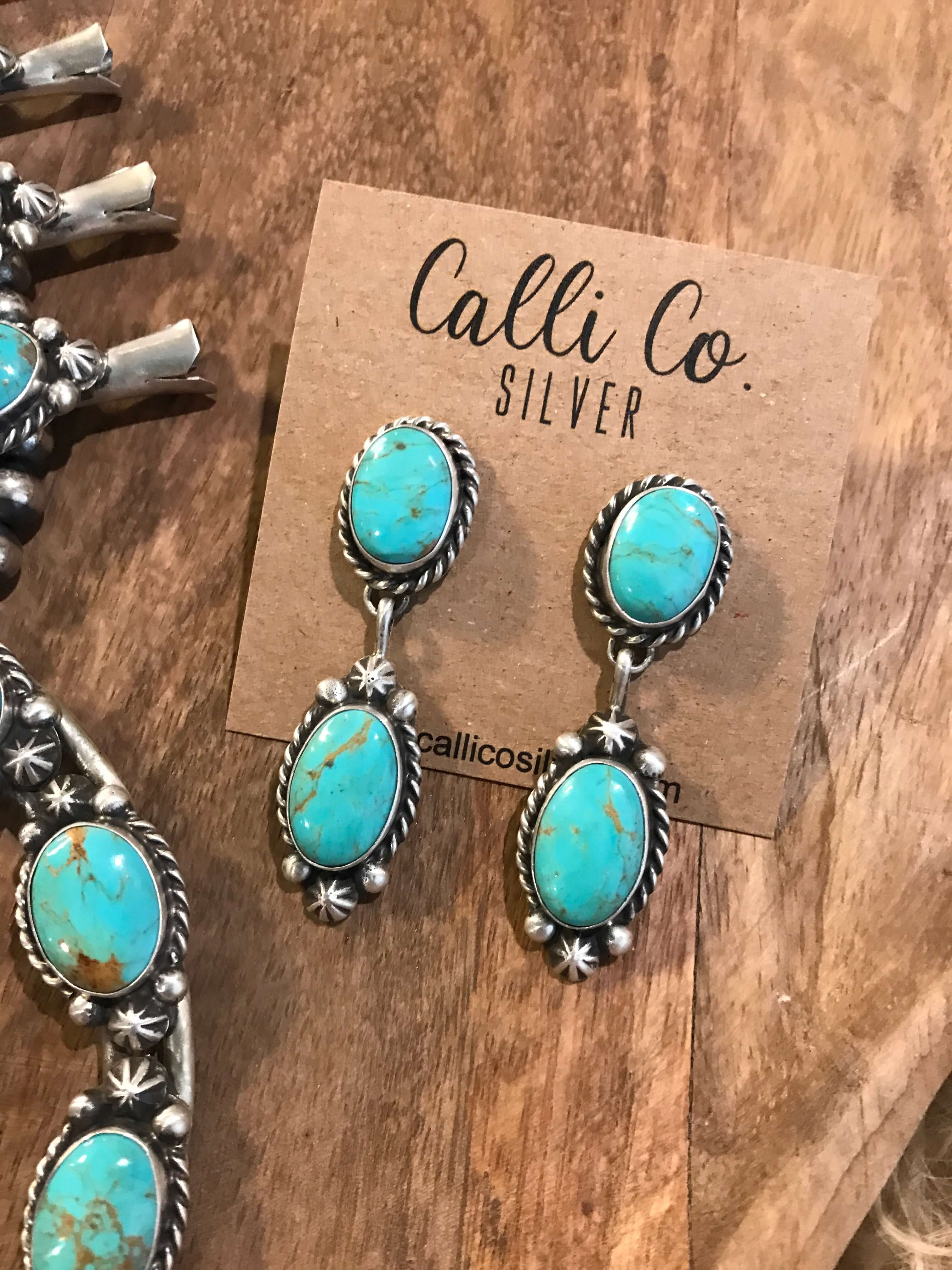 The Rancher Squash Blossom Necklace Set-Necklaces-Calli Co., Turquoise and Silver Jewelry, Native American Handmade, Zuni Tribe, Navajo Tribe, Brock Texas