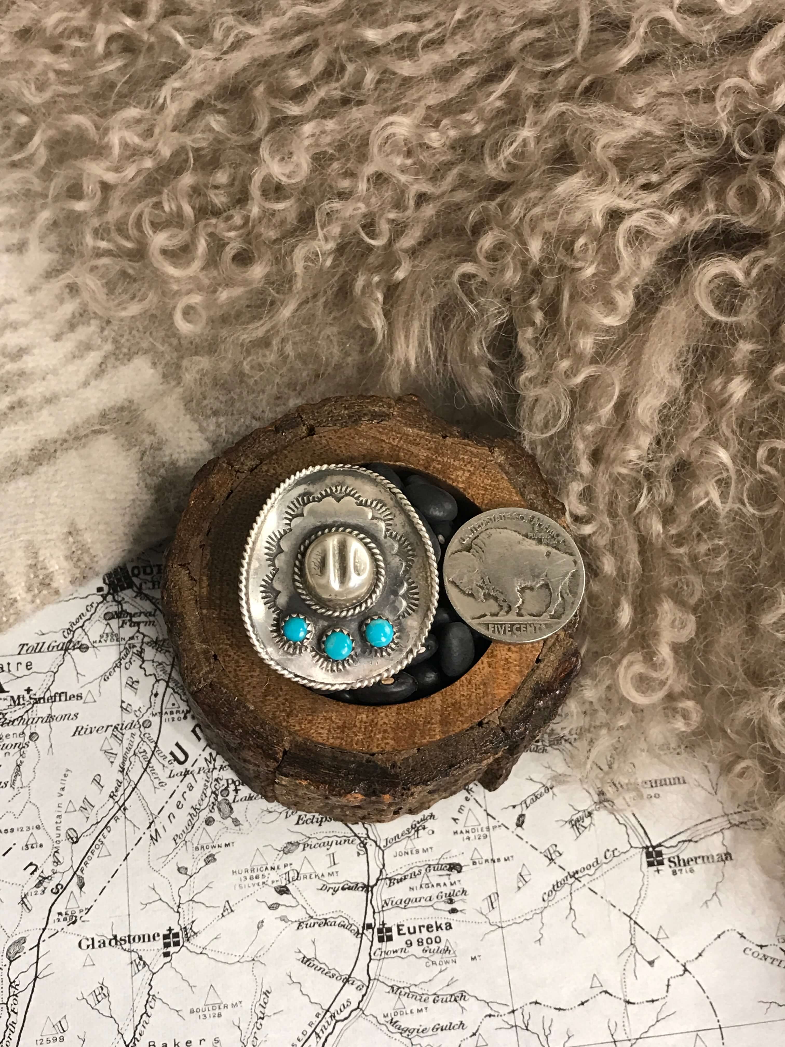 The Yee-Haw Turquoise Ring, Sz 5-Rings-Calli Co., Turquoise and Silver Jewelry, Native American Handmade, Zuni Tribe, Navajo Tribe, Brock Texas