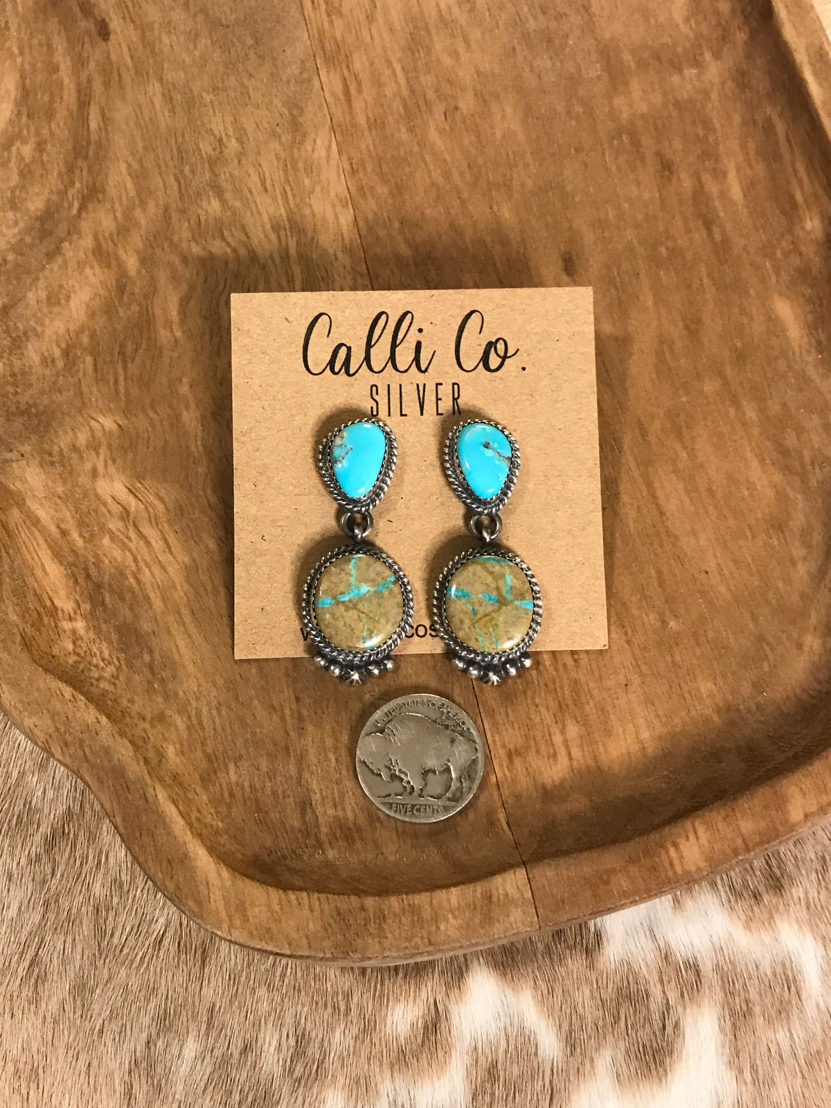 The Glendale Earrings, 35-Earrings-Calli Co., Turquoise and Silver Jewelry, Native American Handmade, Zuni Tribe, Navajo Tribe, Brock Texas