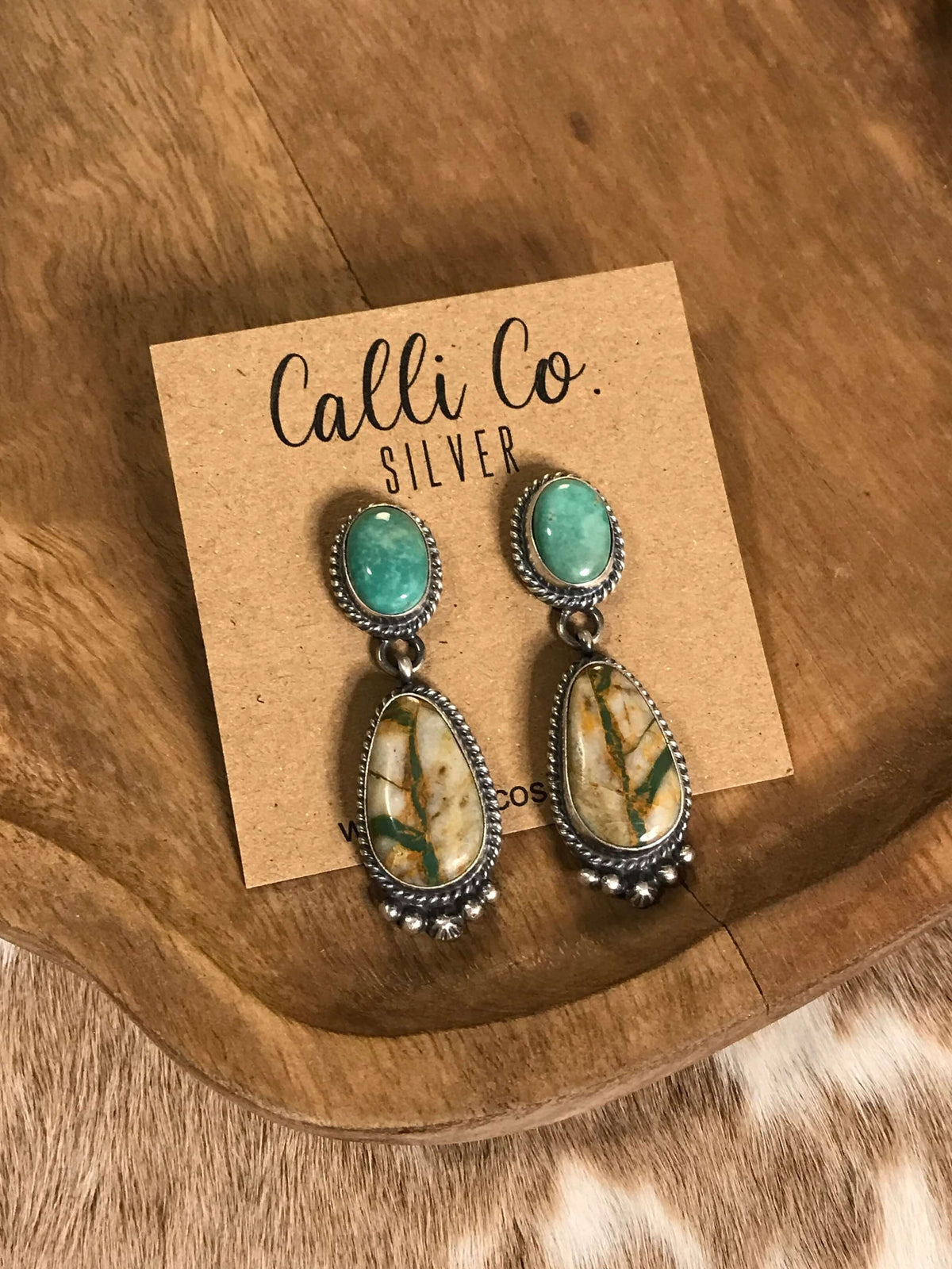 The Glendale Earrings, 36-Earrings-Calli Co., Turquoise and Silver Jewelry, Native American Handmade, Zuni Tribe, Navajo Tribe, Brock Texas
