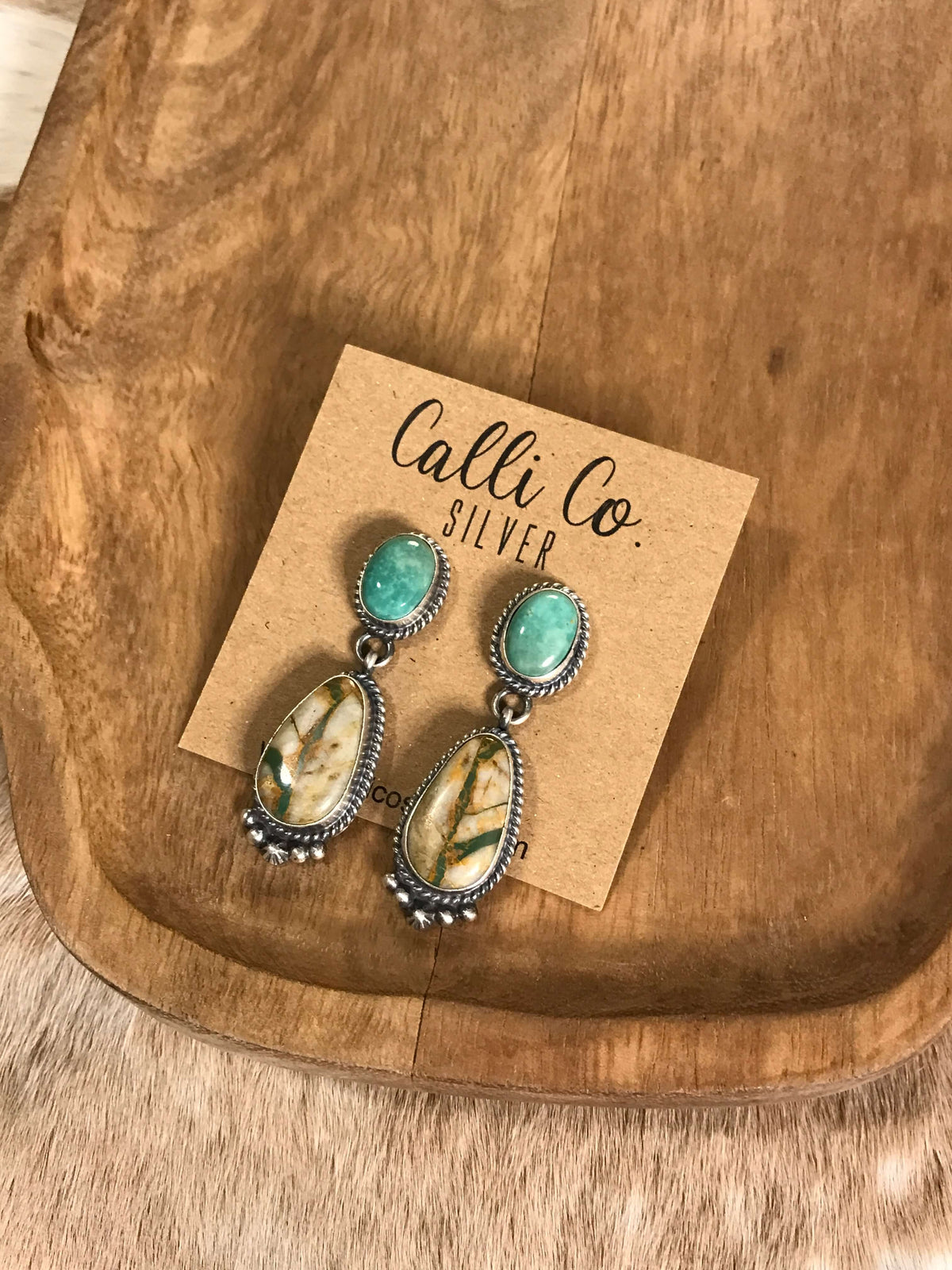 The Glendale Earrings, 36-Earrings-Calli Co., Turquoise and Silver Jewelry, Native American Handmade, Zuni Tribe, Navajo Tribe, Brock Texas