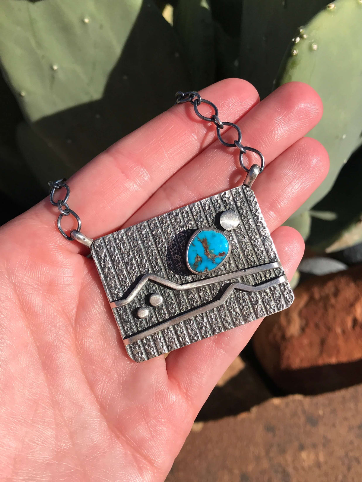 Collier Vintage Scooter - Croix émaillée Bleu Argenté, Bijou Rétro Tendance