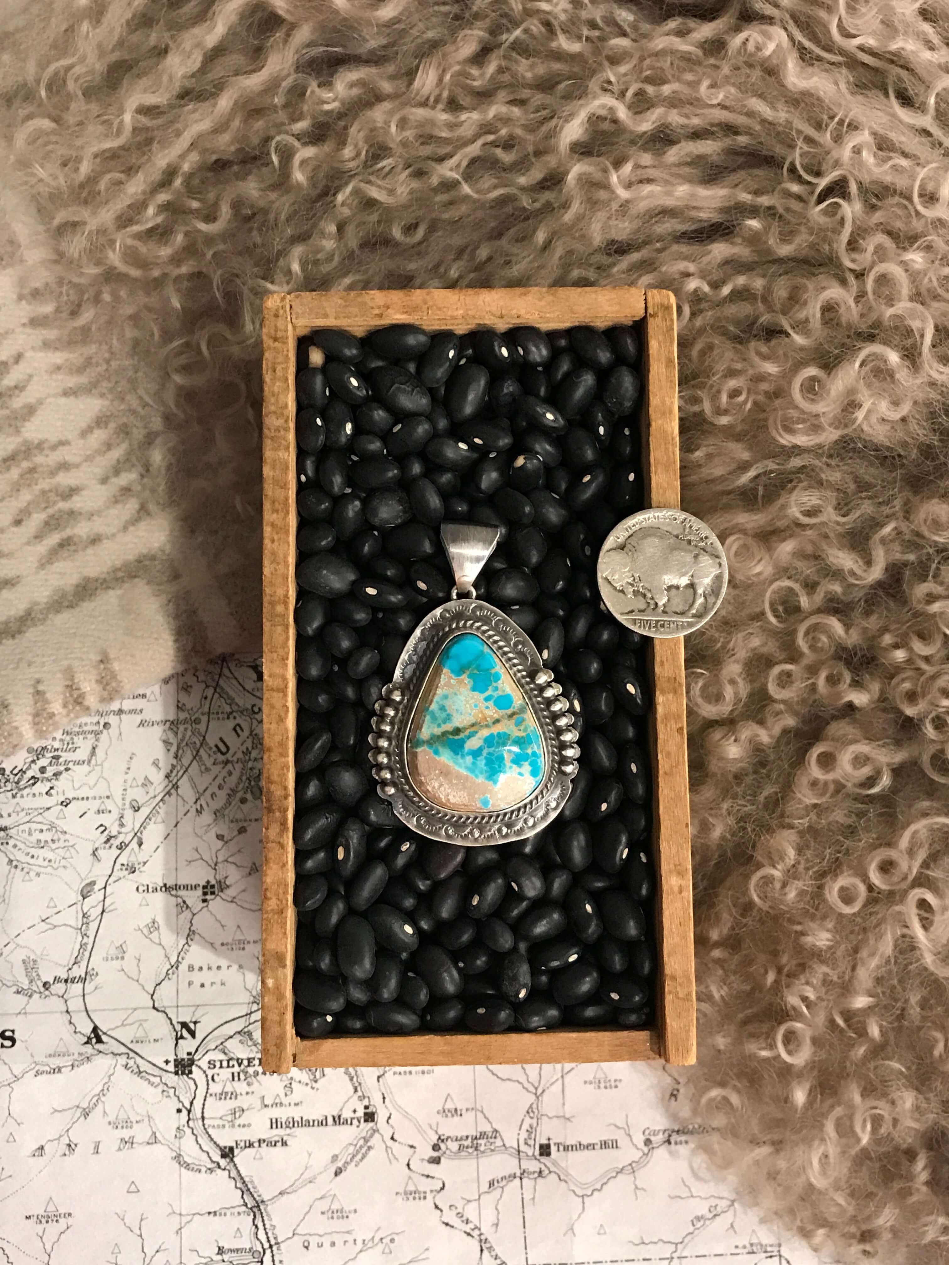 The Jesse Turquoise Pendant, 1-Pendants-Calli Co., Turquoise and Silver Jewelry, Native American Handmade, Zuni Tribe, Navajo Tribe, Brock Texas