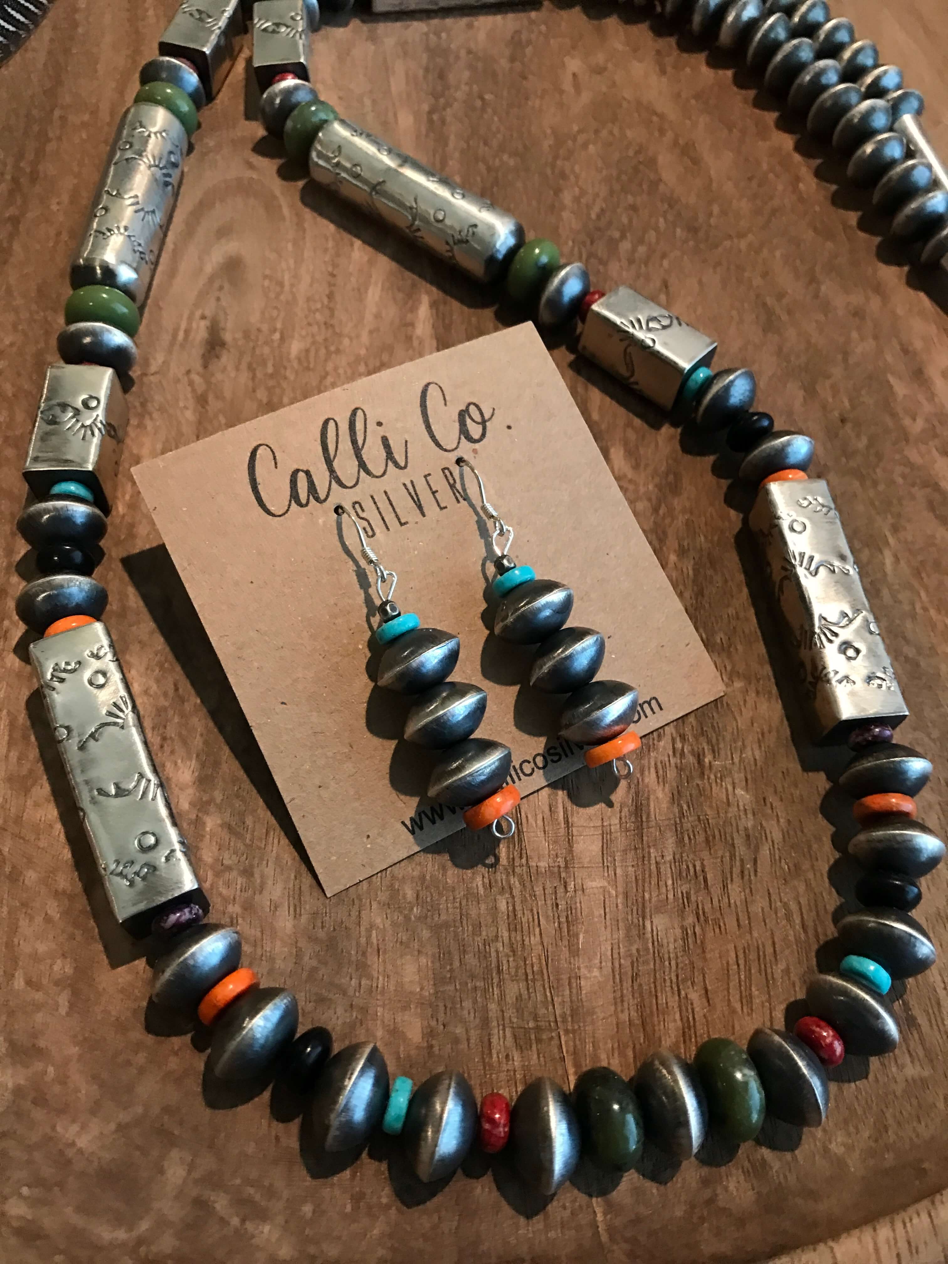 The Bardsey Navajo Pearl Necklace Set-Necklaces-Calli Co., Turquoise and Silver Jewelry, Native American Handmade, Zuni Tribe, Navajo Tribe, Brock Texas