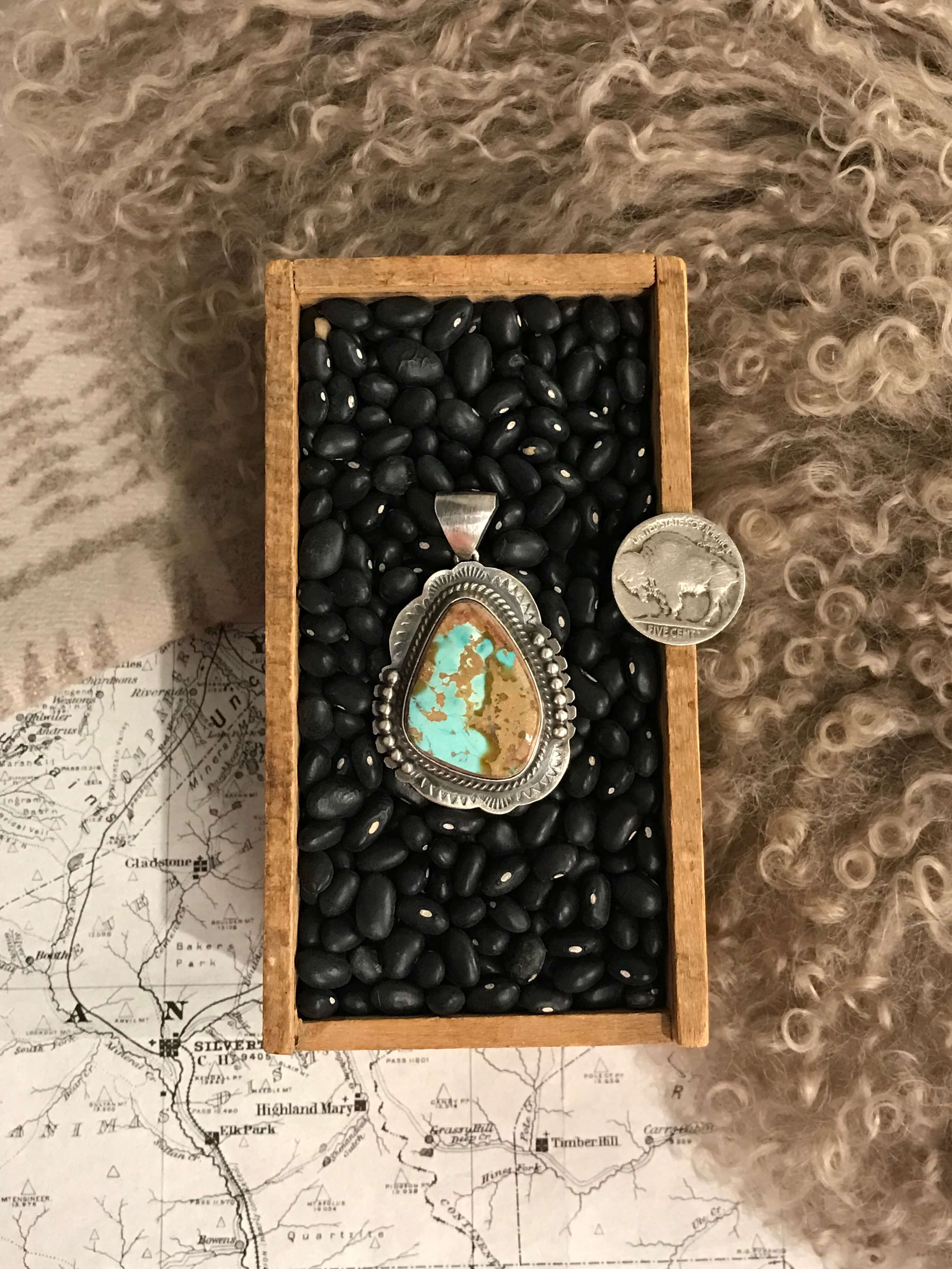 The Jesse Turquoise Pendant, 2-Pendants-Calli Co., Turquoise and Silver Jewelry, Native American Handmade, Zuni Tribe, Navajo Tribe, Brock Texas