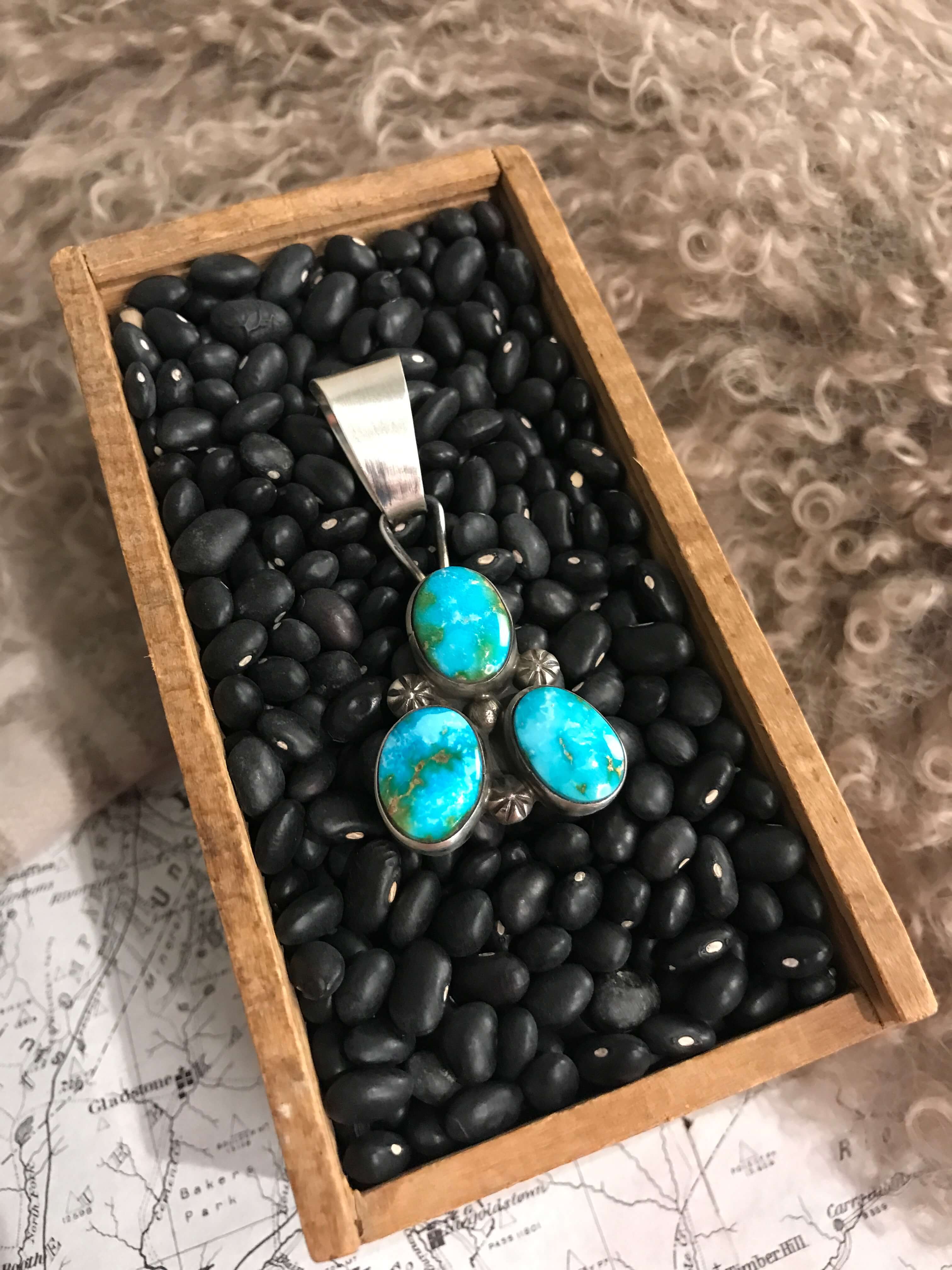 The Bane Turquoise Pendant, 1-Pendants-Calli Co., Turquoise and Silver Jewelry, Native American Handmade, Zuni Tribe, Navajo Tribe, Brock Texas