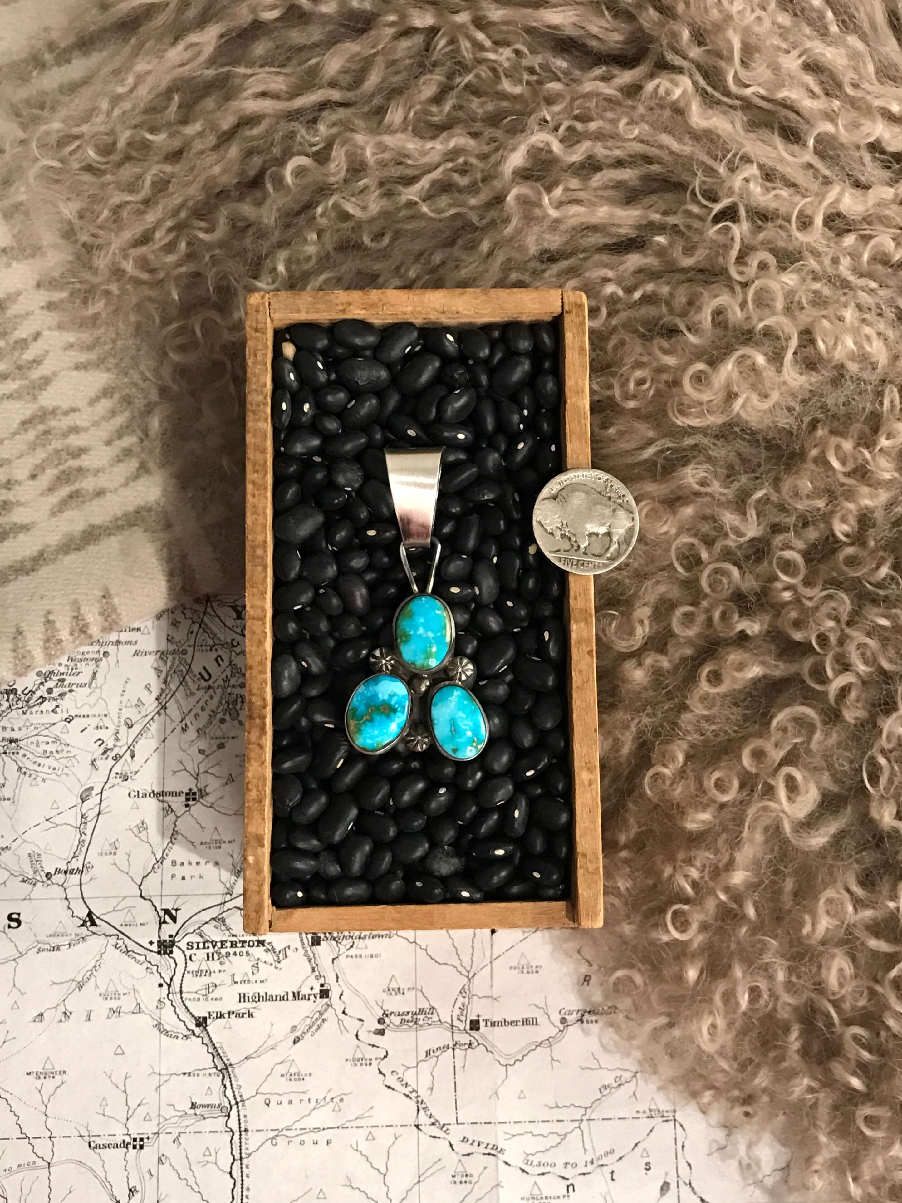 The Bane Turquoise Pendant, 1-Pendants-Calli Co., Turquoise and Silver Jewelry, Native American Handmade, Zuni Tribe, Navajo Tribe, Brock Texas