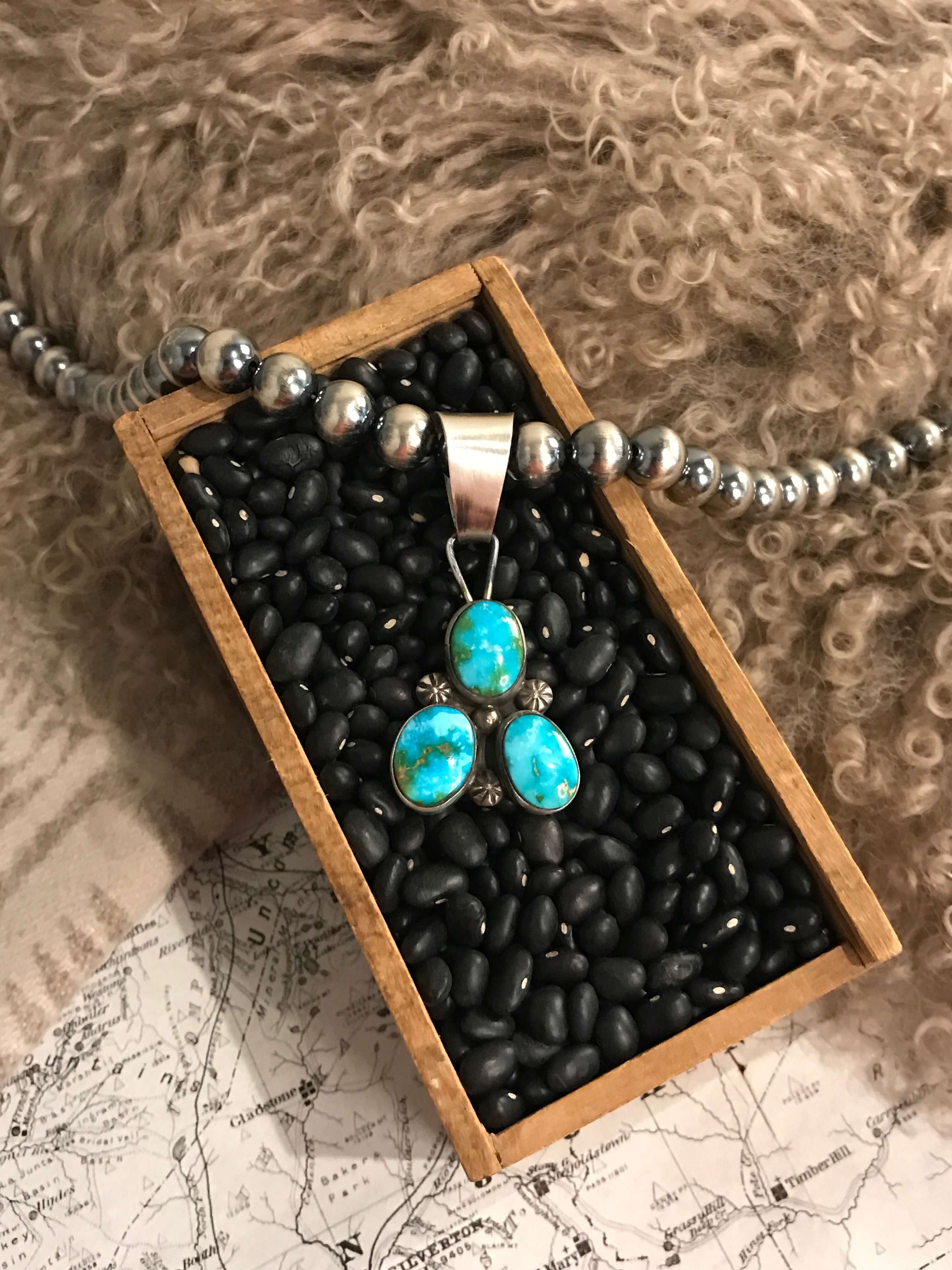 The Bane Turquoise Pendant, 1-Pendants-Calli Co., Turquoise and Silver Jewelry, Native American Handmade, Zuni Tribe, Navajo Tribe, Brock Texas