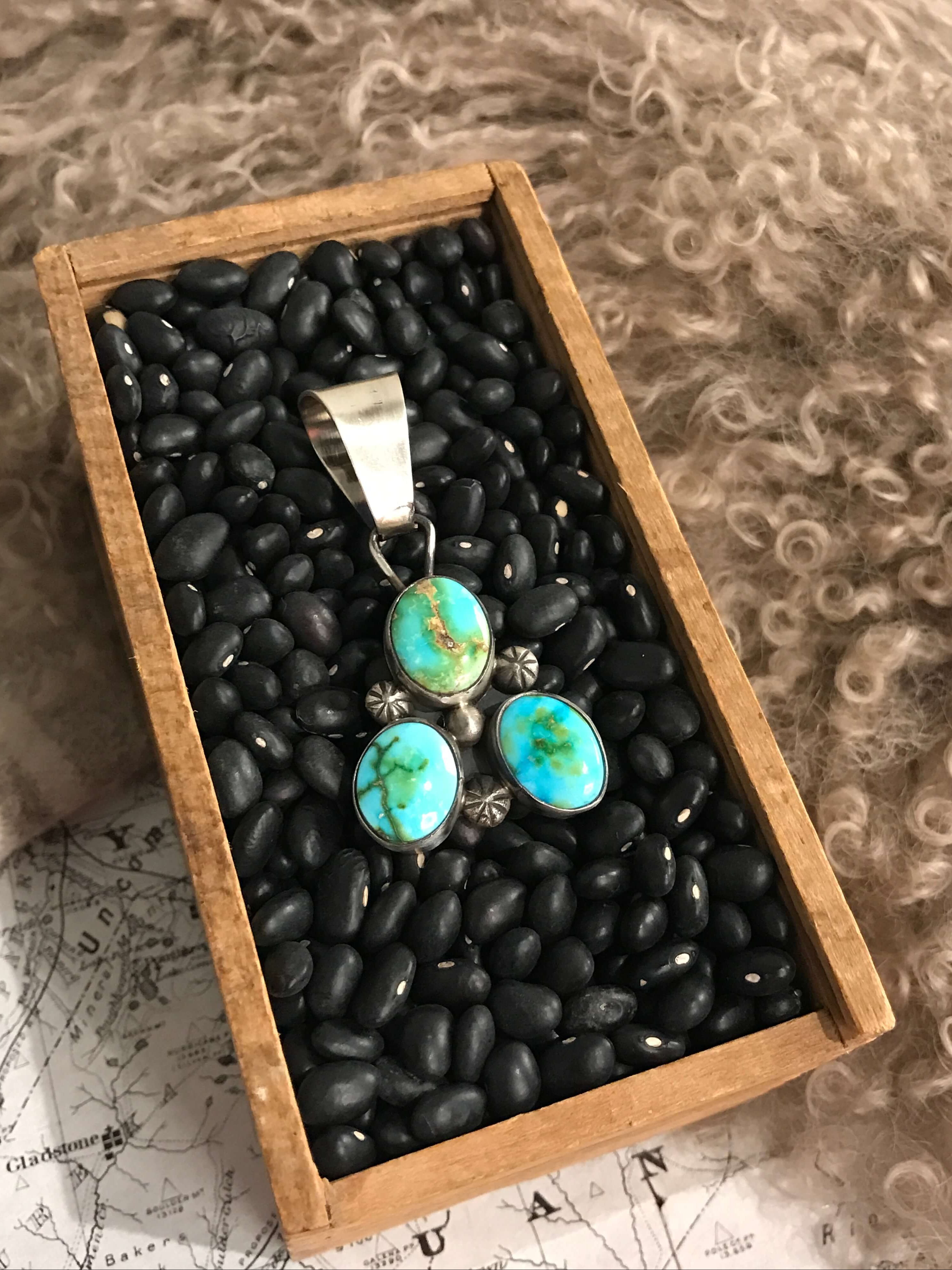 The Bane Turquoise Pendant, 2-Pendants-Calli Co., Turquoise and Silver Jewelry, Native American Handmade, Zuni Tribe, Navajo Tribe, Brock Texas