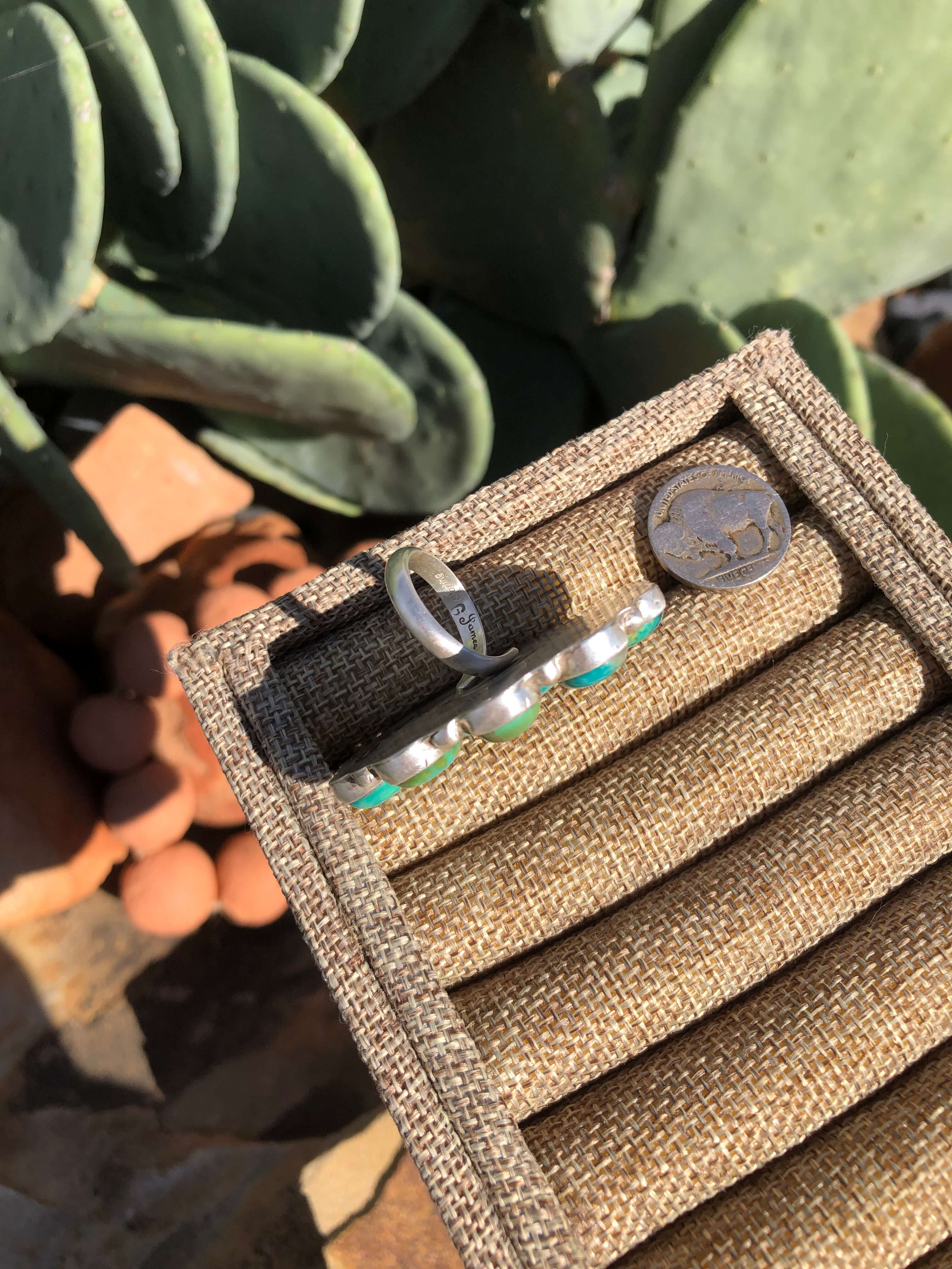 The Mel Adjustable Cluster Ring, 2-Rings-Calli Co., Turquoise and Silver Jewelry, Native American Handmade, Zuni Tribe, Navajo Tribe, Brock Texas