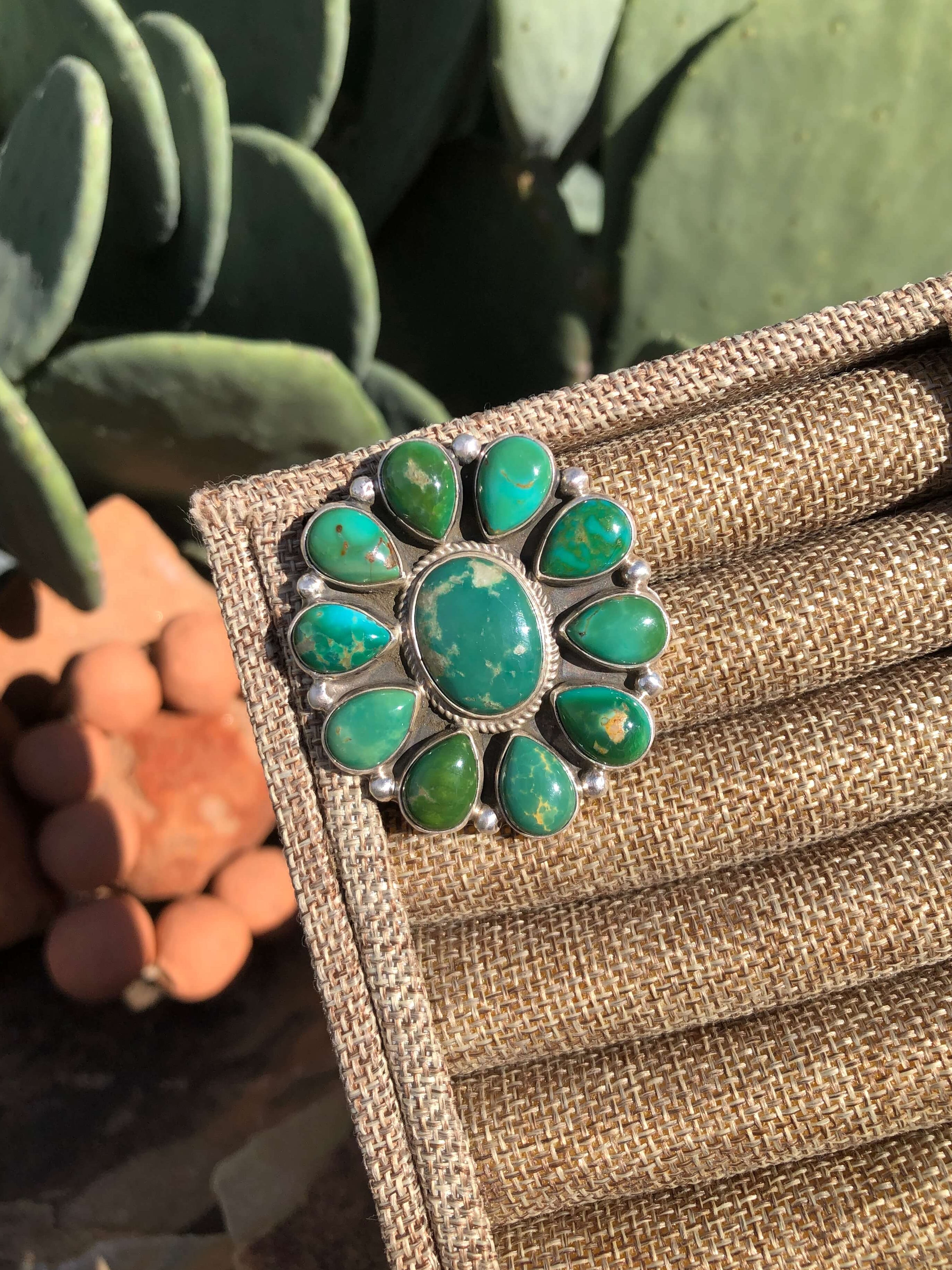 The Mel Adjustable Cluster Ring, 2-Rings-Calli Co., Turquoise and Silver Jewelry, Native American Handmade, Zuni Tribe, Navajo Tribe, Brock Texas