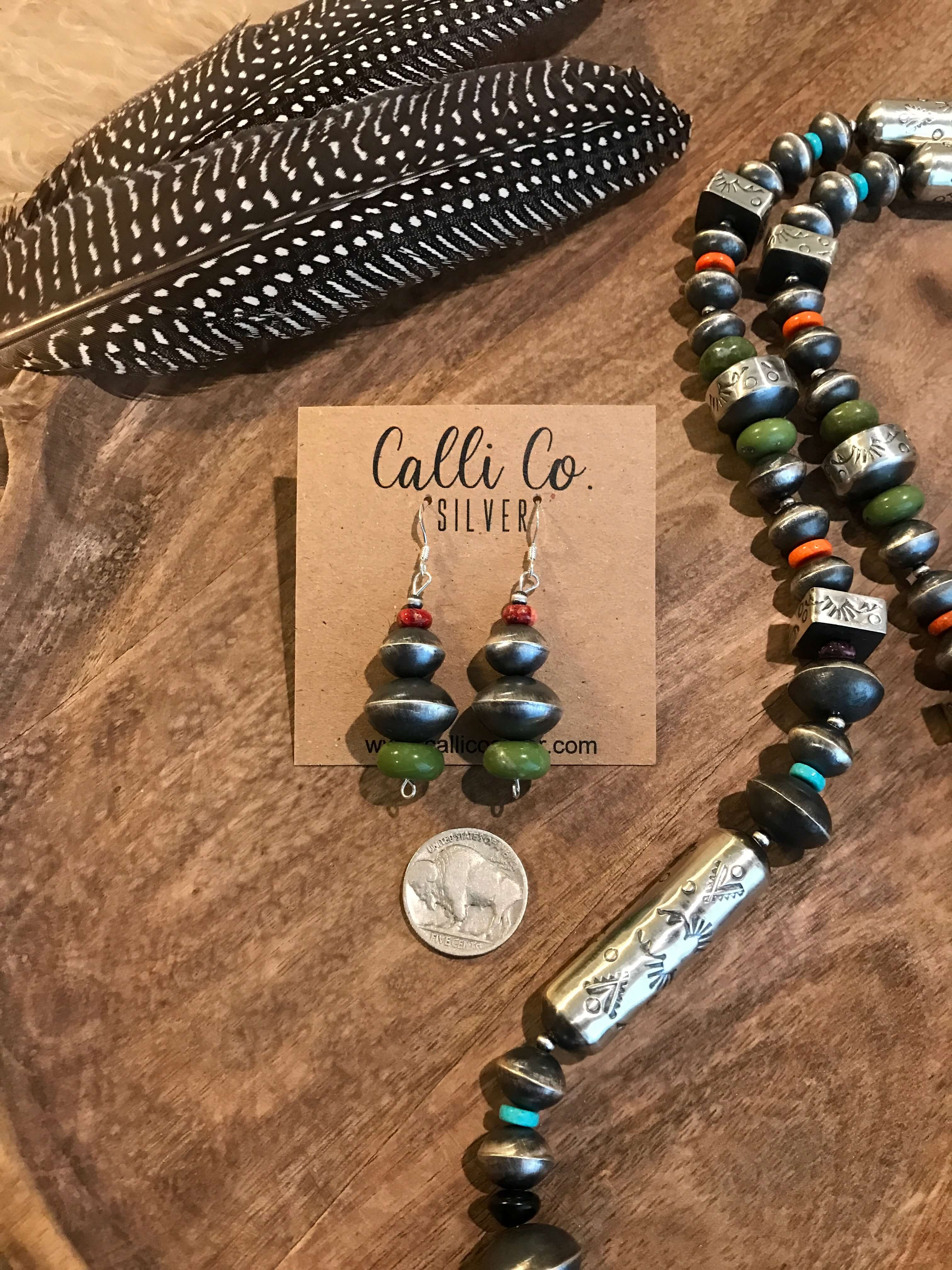 The Whitley Navajo Pearl Necklace Set-Necklaces-Calli Co., Turquoise and Silver Jewelry, Native American Handmade, Zuni Tribe, Navajo Tribe, Brock Texas