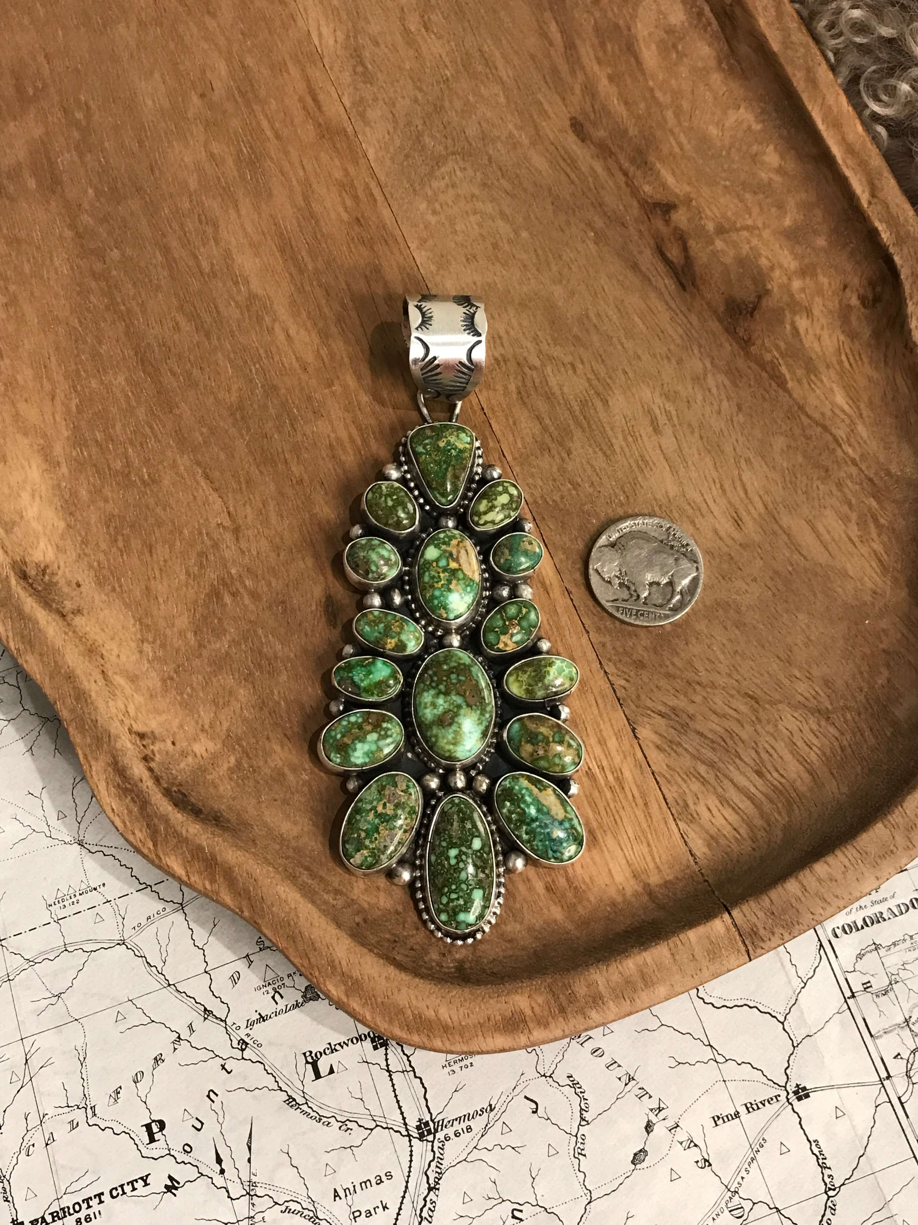 The Deadwood Pendant-Pendants-Calli Co., Turquoise and Silver Jewelry, Native American Handmade, Zuni Tribe, Navajo Tribe, Brock Texas