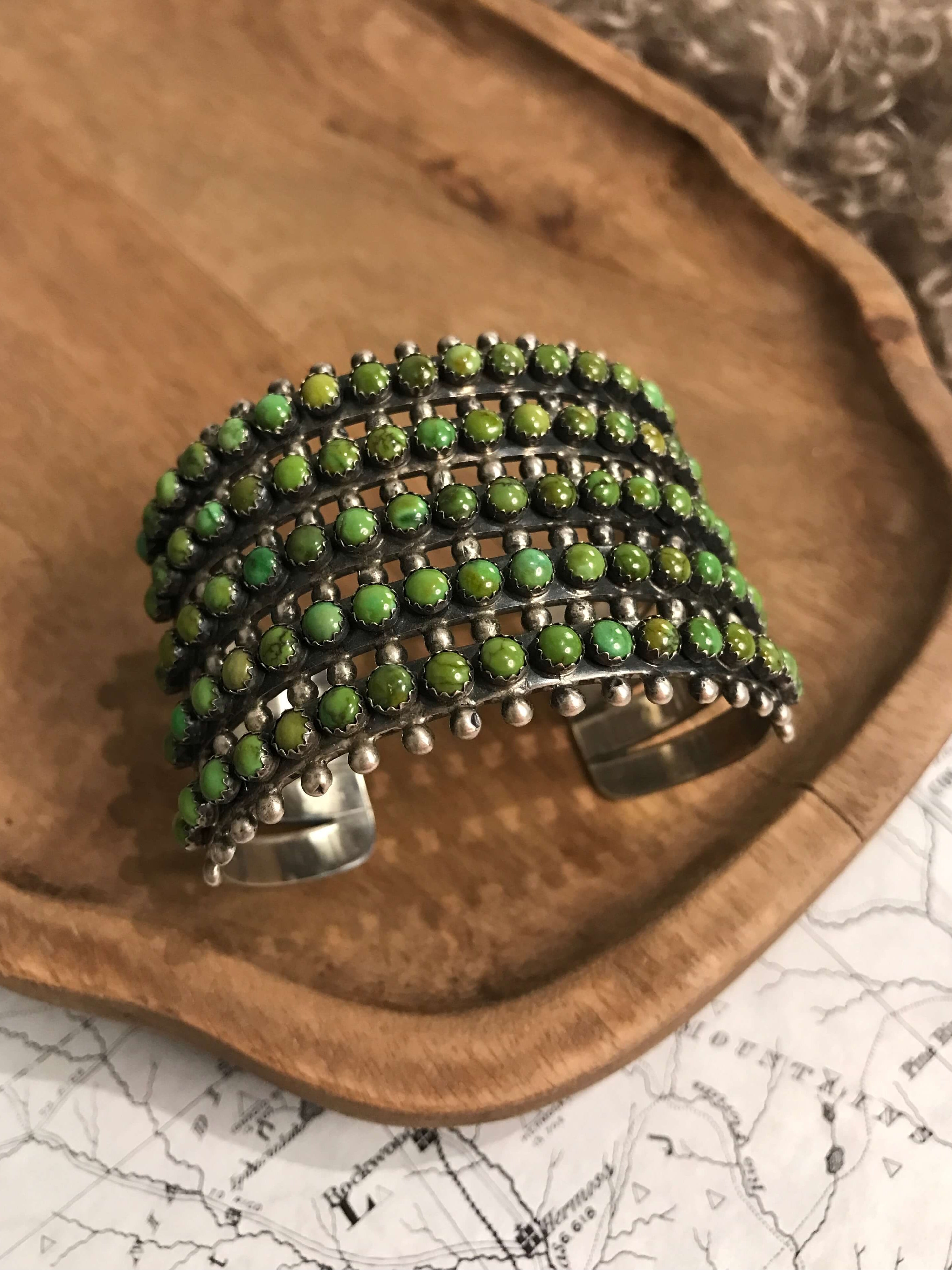 The Tombstone Row Cuff-Bracelets & Cuffs-Calli Co., Turquoise and Silver Jewelry, Native American Handmade, Zuni Tribe, Navajo Tribe, Brock Texas