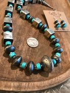 The Bianca Navajo Pearl Statement Necklace Set-Necklaces-Calli Co., Turquoise and Silver Jewelry, Native American Handmade, Zuni Tribe, Navajo Tribe, Brock Texas