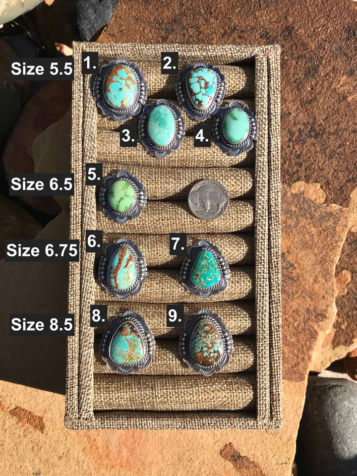 The Geneva Turquoise Rings-Rings-Calli Co., Turquoise and Silver Jewelry, Native American Handmade, Zuni Tribe, Navajo Tribe, Brock Texas