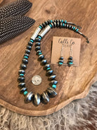 The Westleigh Turquoise and Navajo Pearl Necklace Set-Necklaces-Calli Co., Turquoise and Silver Jewelry, Native American Handmade, Zuni Tribe, Navajo Tribe, Brock Texas