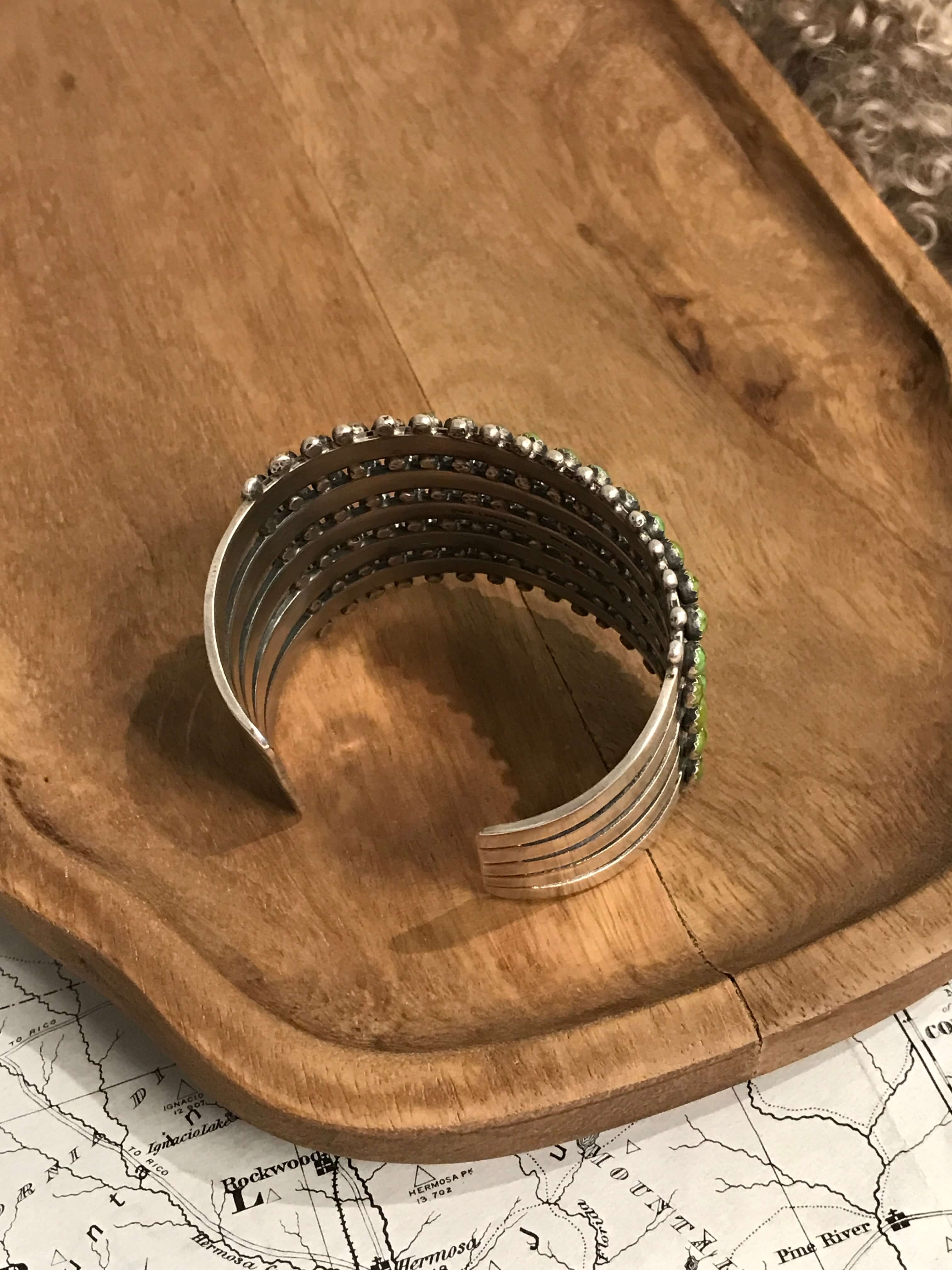 The Tombstone Row Cuff-Bracelets & Cuffs-Calli Co., Turquoise and Silver Jewelry, Native American Handmade, Zuni Tribe, Navajo Tribe, Brock Texas