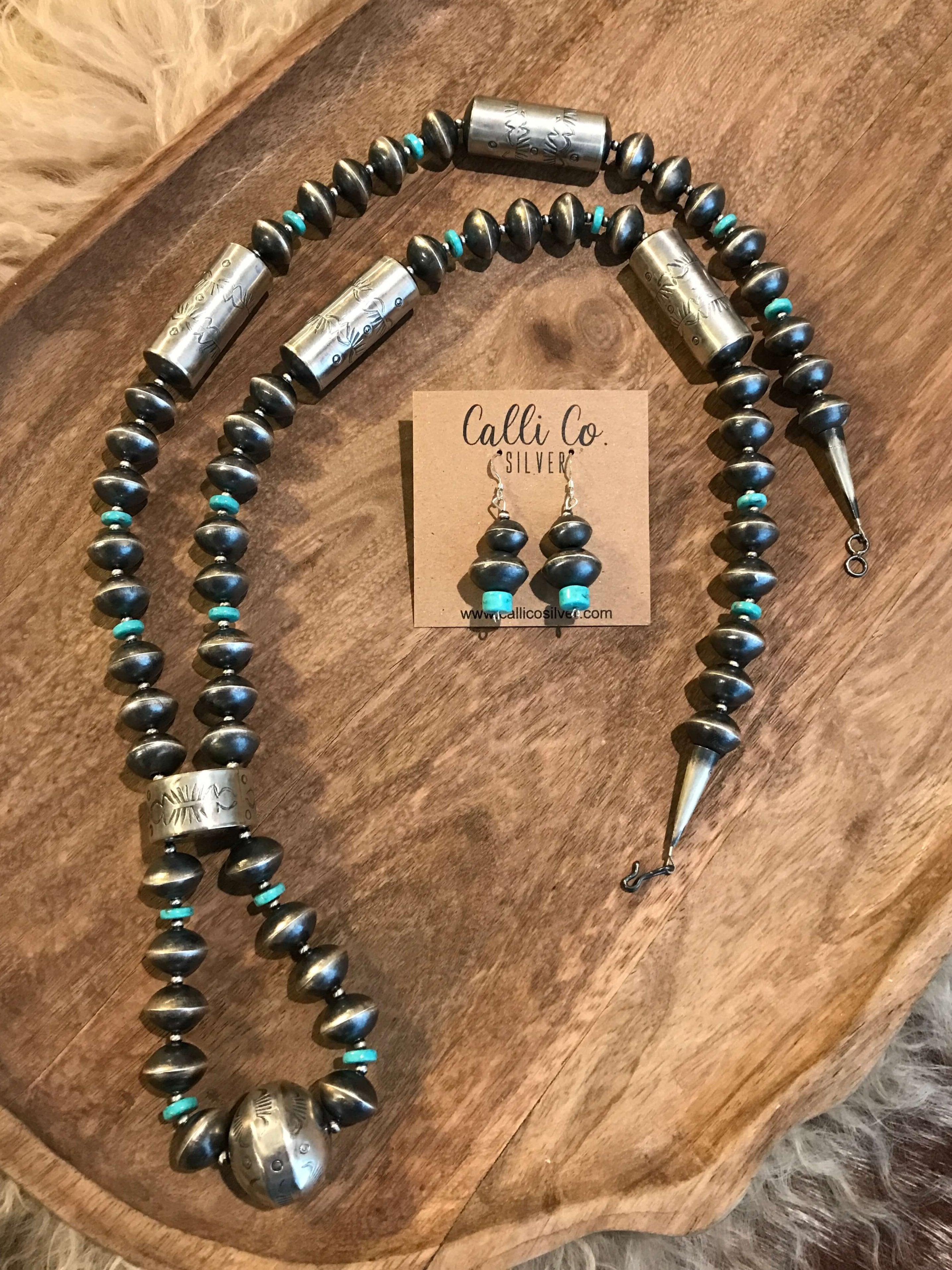 The Blainey Turquoise Jacla Necklace Set-Necklaces-Calli Co., Turquoise and Silver Jewelry, Native American Handmade, Zuni Tribe, Navajo Tribe, Brock Texas