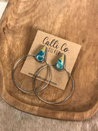 The Keystone Hoop Earrings, 2-Earrings-Calli Co., Turquoise and Silver Jewelry, Native American Handmade, Zuni Tribe, Navajo Tribe, Brock Texas