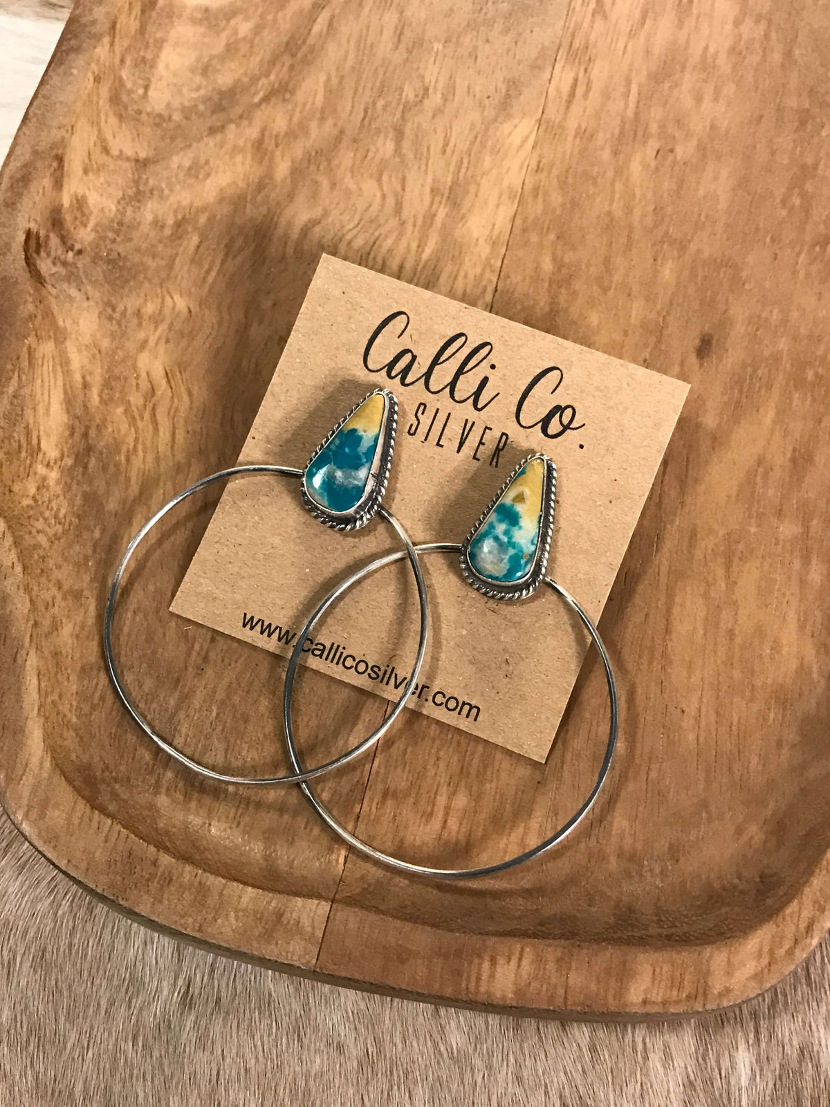 The Keystone Hoop Earrings, 2-Earrings-Calli Co., Turquoise and Silver Jewelry, Native American Handmade, Zuni Tribe, Navajo Tribe, Brock Texas