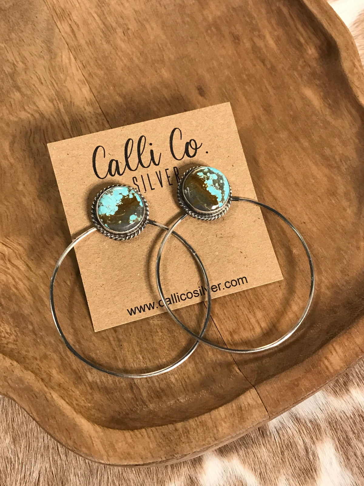 The Keystone Hoop Earrings, 4-Earrings-Calli Co., Turquoise and Silver Jewelry, Native American Handmade, Zuni Tribe, Navajo Tribe, Brock Texas