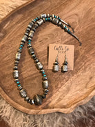 The Muskote Turquoise and Navajo Pearl Necklace Set-Necklaces-Calli Co., Turquoise and Silver Jewelry, Native American Handmade, Zuni Tribe, Navajo Tribe, Brock Texas