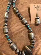 The Muskote Turquoise and Navajo Pearl Necklace Set-Necklaces-Calli Co., Turquoise and Silver Jewelry, Native American Handmade, Zuni Tribe, Navajo Tribe, Brock Texas