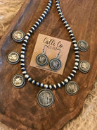 The Vintage Coin Statement Necklace-Necklaces-Calli Co., Turquoise and Silver Jewelry, Native American Handmade, Zuni Tribe, Navajo Tribe, Brock Texas