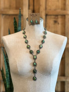 The El Paso Turquoise Lariat Necklace Set-Necklaces-Calli Co., Turquoise and Silver Jewelry, Native American Handmade, Zuni Tribe, Navajo Tribe, Brock Texas
