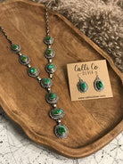 The Bonneville Turquoise Lariat Necklace Set-Necklaces-Calli Co., Turquoise and Silver Jewelry, Native American Handmade, Zuni Tribe, Navajo Tribe, Brock Texas