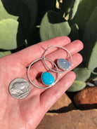 The Texon Turquoise Hoop Earrings, 2-Earrings-Calli Co., Turquoise and Silver Jewelry, Native American Handmade, Zuni Tribe, Navajo Tribe, Brock Texas