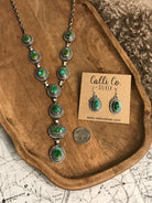 The Bonneville Turquoise Lariat Necklace Set-Necklaces-Calli Co., Turquoise and Silver Jewelry, Native American Handmade, Zuni Tribe, Navajo Tribe, Brock Texas