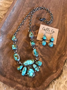 The Briscoe Turquoise Statement Necklace Set-Necklaces-Calli Co., Turquoise and Silver Jewelry, Native American Handmade, Zuni Tribe, Navajo Tribe, Brock Texas