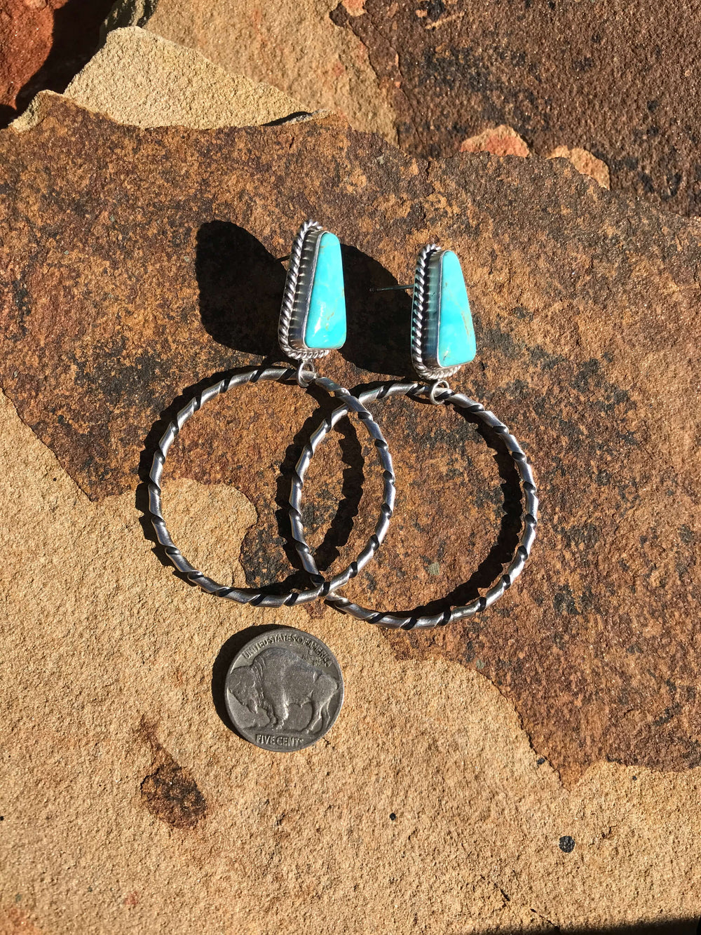 The Reeves Hoop Earrings, 8-Earrings-Calli Co., Turquoise and Silver Jewelry, Native American Handmade, Zuni Tribe, Navajo Tribe, Brock Texas