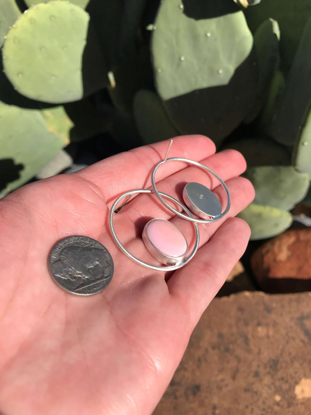 The Texon Pink Conch Hoop Earrings, 9-Earrings-Calli Co., Turquoise and Silver Jewelry, Native American Handmade, Zuni Tribe, Navajo Tribe, Brock Texas
