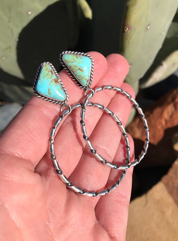 The Reeves Hoop Earrings, 10-Earrings-Calli Co., Turquoise and Silver Jewelry, Native American Handmade, Zuni Tribe, Navajo Tribe, Brock Texas