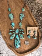 The Alabaster Turquoise Statement Necklace Set-Necklaces-Calli Co., Turquoise and Silver Jewelry, Native American Handmade, Zuni Tribe, Navajo Tribe, Brock Texas