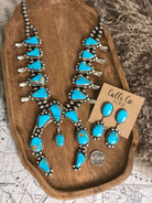 The Reign Squash Blossom Necklace Set-Necklaces-Calli Co., Turquoise and Silver Jewelry, Native American Handmade, Zuni Tribe, Navajo Tribe, Brock Texas