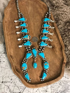 The Reign Squash Blossom Necklace Set-Necklaces-Calli Co., Turquoise and Silver Jewelry, Native American Handmade, Zuni Tribe, Navajo Tribe, Brock Texas