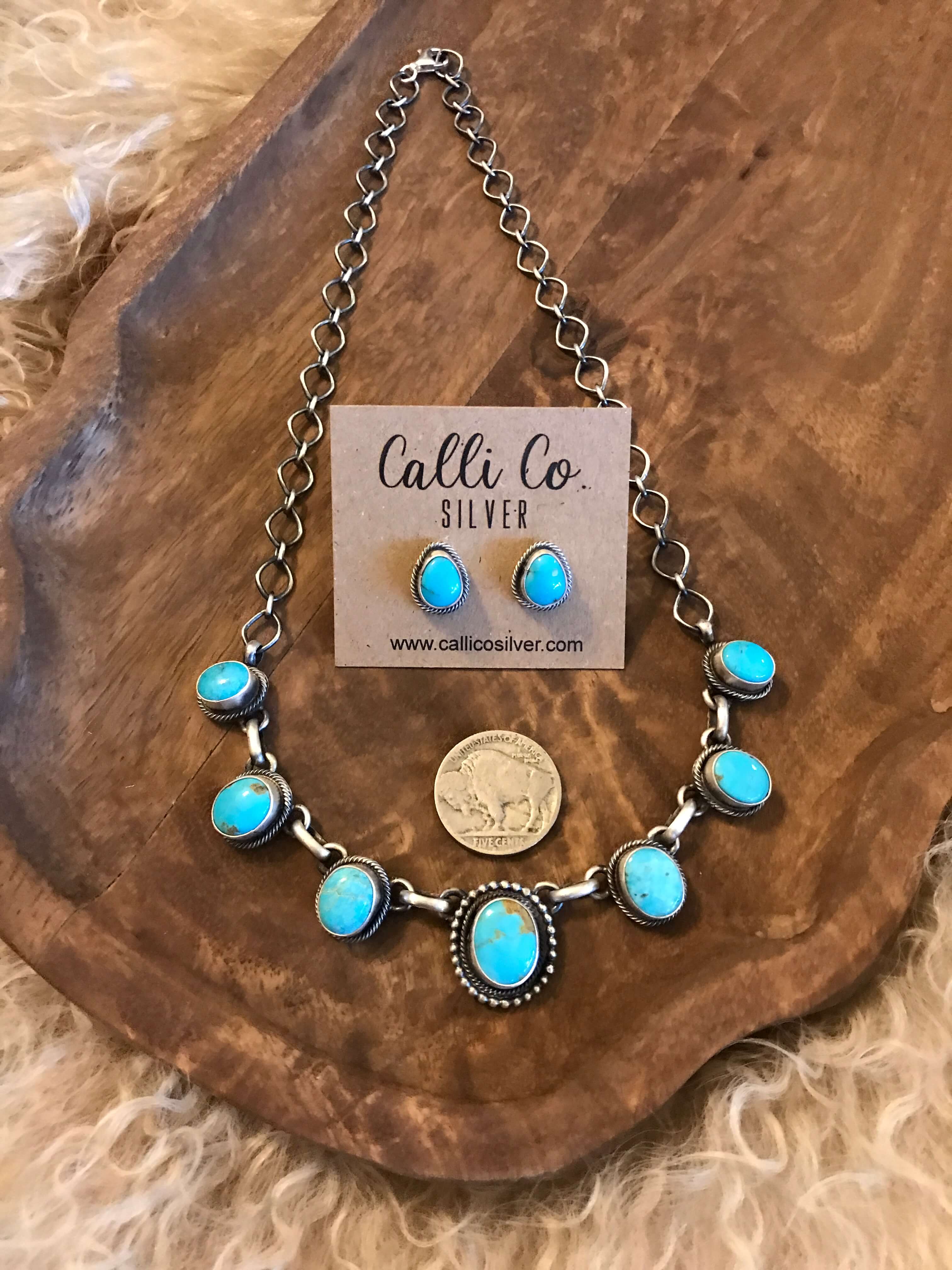 The Trentaz Turquoise Necklace Set, 3-Necklaces-Calli Co., Turquoise and Silver Jewelry, Native American Handmade, Zuni Tribe, Navajo Tribe, Brock Texas