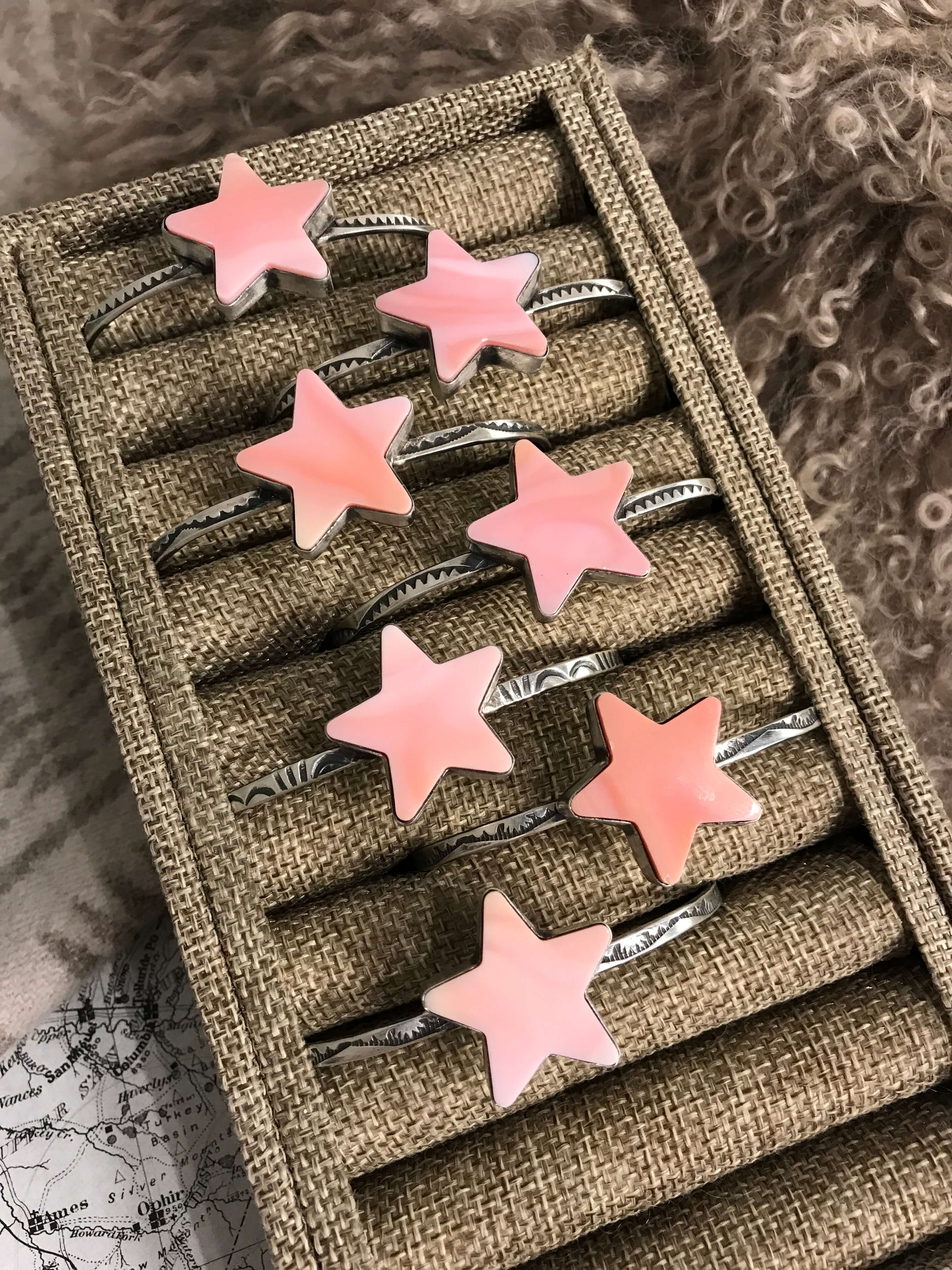 The Stardust Pink Conch Cuffs-Bracelets & Cuffs-Calli Co., Turquoise and Silver Jewelry, Native American Handmade, Zuni Tribe, Navajo Tribe, Brock Texas