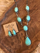 The Lebeck Lariat Necklace Set-Necklaces-Calli Co., Turquoise and Silver Jewelry, Native American Handmade, Zuni Tribe, Navajo Tribe, Brock Texas