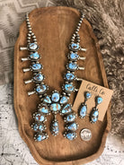 The Sunridge Squash Blossom Necklace Set-Necklaces-Calli Co., Turquoise and Silver Jewelry, Native American Handmade, Zuni Tribe, Navajo Tribe, Brock Texas