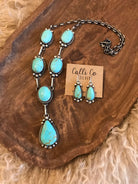 The Lebeck Lariat Necklace Set-Necklaces-Calli Co., Turquoise and Silver Jewelry, Native American Handmade, Zuni Tribe, Navajo Tribe, Brock Texas