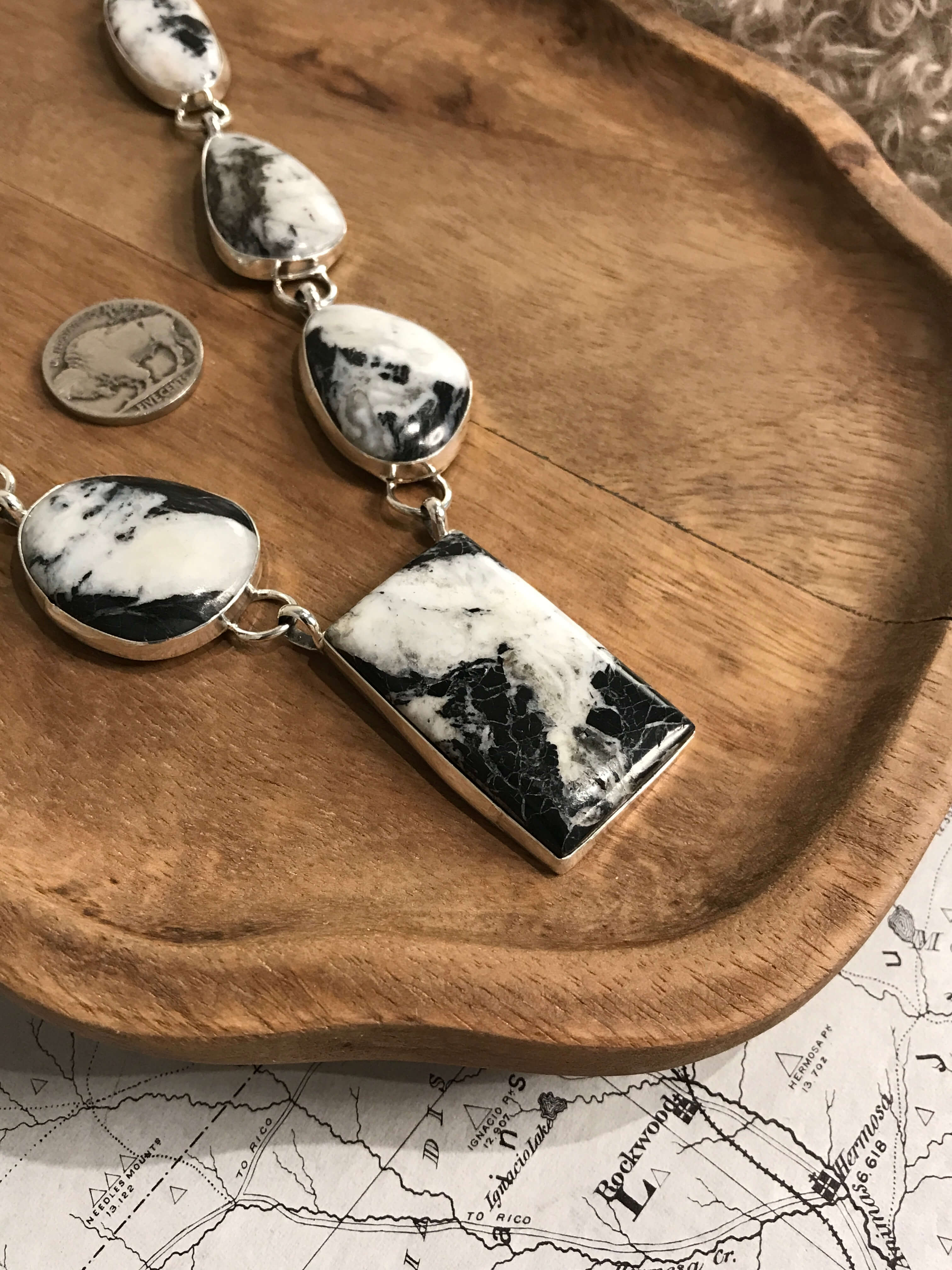 The Silverbrook Turquoise Statement Necklace Set-Necklaces-Calli Co., Turquoise and Silver Jewelry, Native American Handmade, Zuni Tribe, Navajo Tribe, Brock Texas