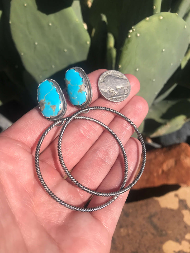 The Reeves Hoop Earrings, 5-Earrings-Calli Co., Turquoise and Silver Jewelry, Native American Handmade, Zuni Tribe, Navajo Tribe, Brock Texas