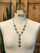 The Bonneville Turquoise Lariat Necklace Set-Necklaces-Calli Co., Turquoise and Silver Jewelry, Native American Handmade, Zuni Tribe, Navajo Tribe, Brock Texas