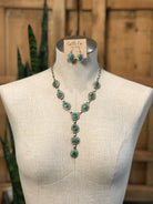 The Bonneville Turquoise Lariat Necklace Set-Necklaces-Calli Co., Turquoise and Silver Jewelry, Native American Handmade, Zuni Tribe, Navajo Tribe, Brock Texas